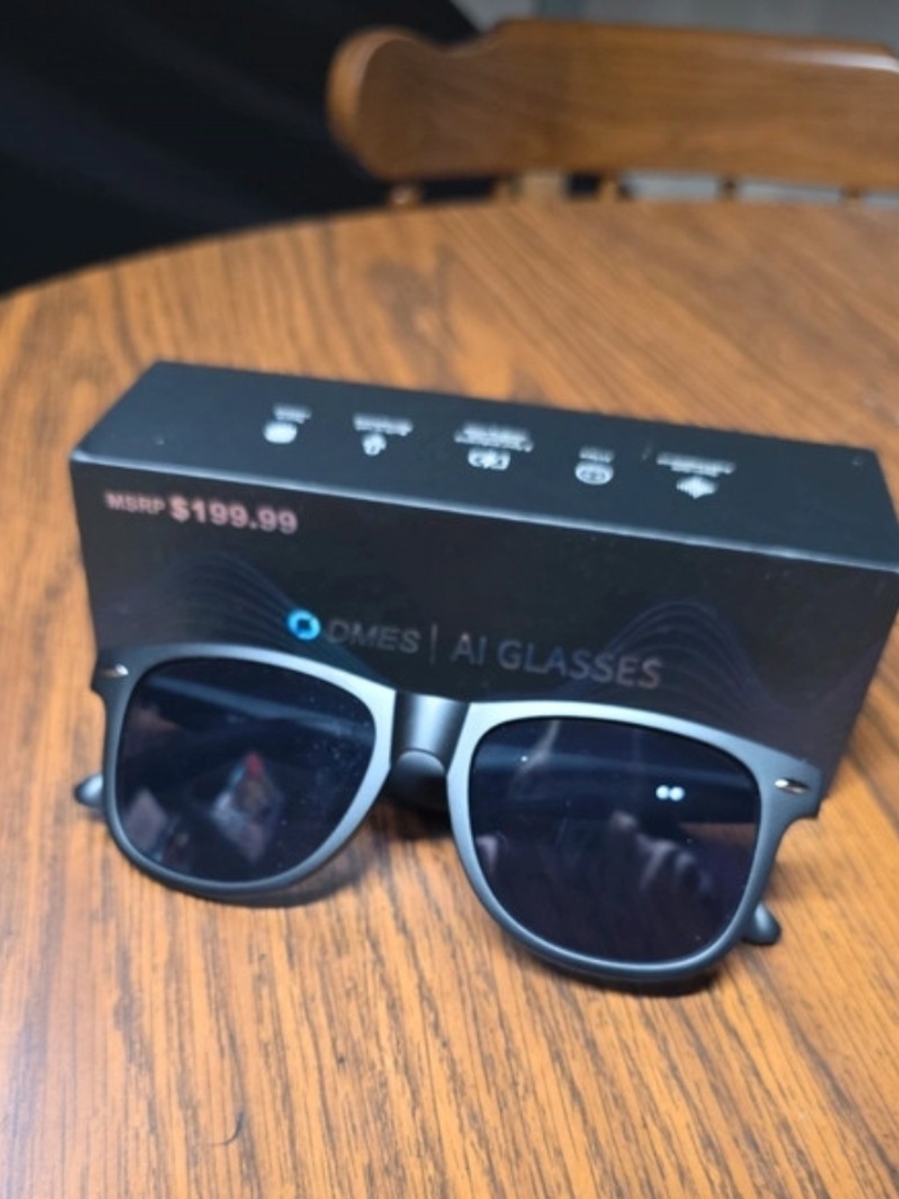 DMES AI Glasses Sunglasses - Matte Black Frame with Dark Lenses